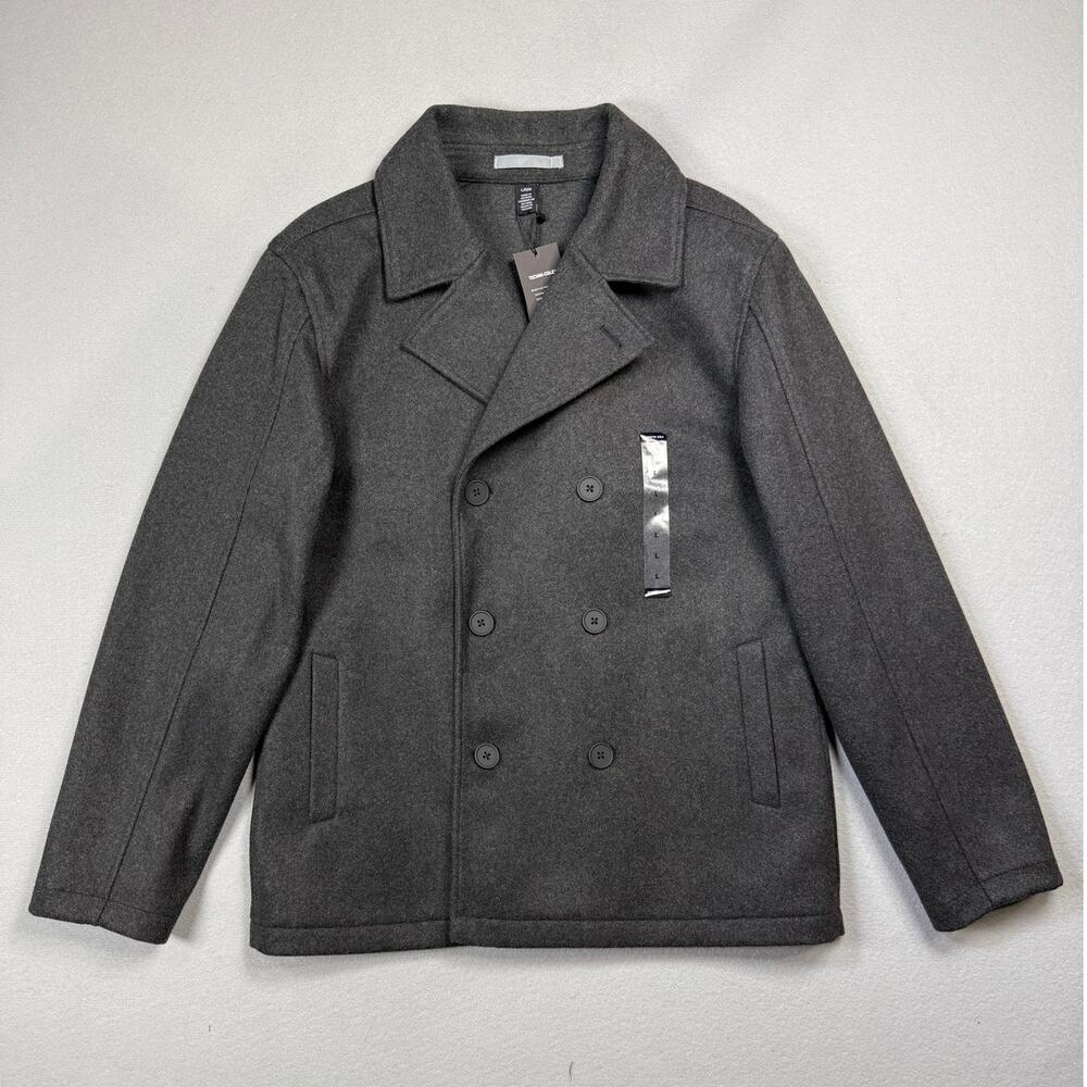 Kenneth Cole Men's Double-Breasted Peacoat - Charcoal Large $225